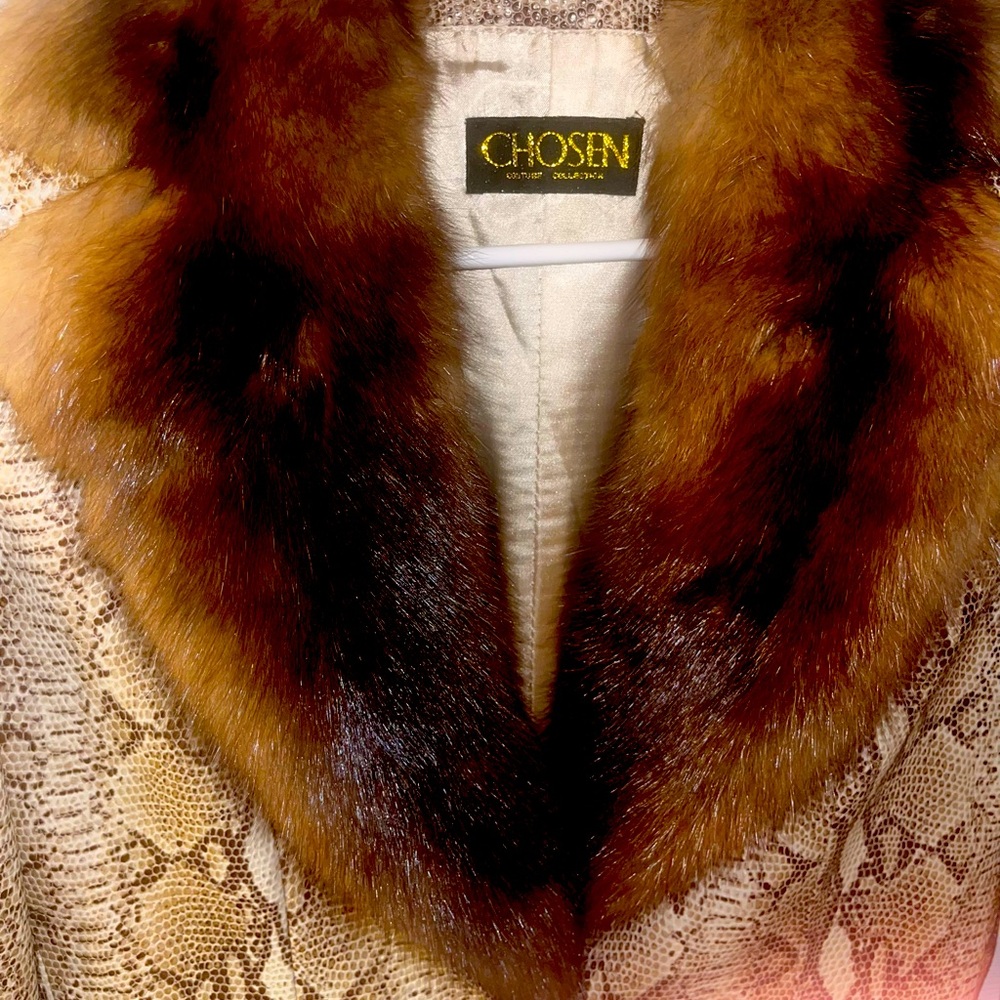 Chosen Fur Collar Snakeskin Vintage Jacket